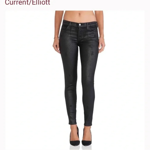 Current Elliott Skinny Ankle Trucker Coating Jean - Picture 2 of 10